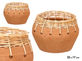 Giftdecor Jarron Indalo Barro Mimbre 25x17 cm (Set de 4)