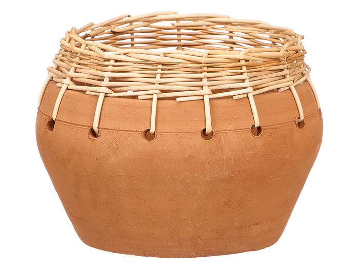 Giftdecor Jarron Indalo Barro Mimbre 25x17 cm (Set de 4)