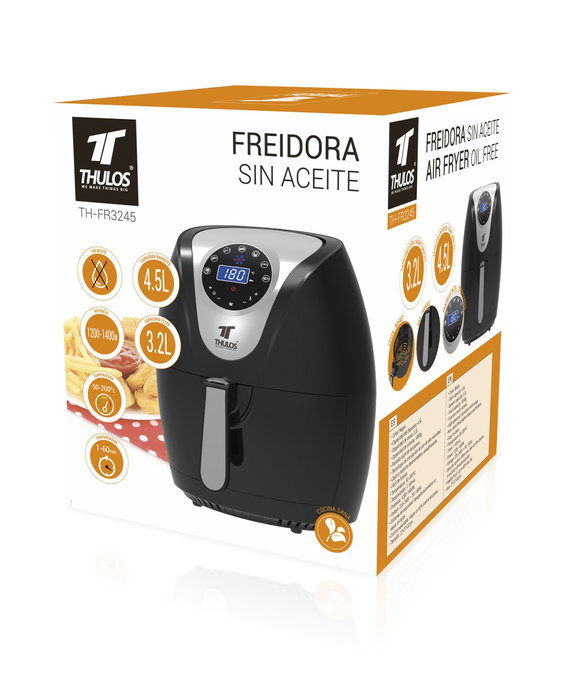 Thulos TH-FR3245 Friteuse à Air Sans Huile 4.5L 1400W Noir Airfryer