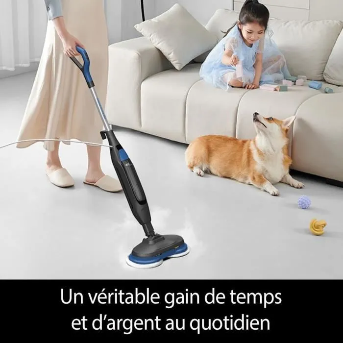 Eziclean Balai Nettoyeur Vapeur EZICLEAN STEAM WAVE 360 1200 W - Débit 24 g/min pour un Nettoyage et Désinfection Complet des Sols en Bois