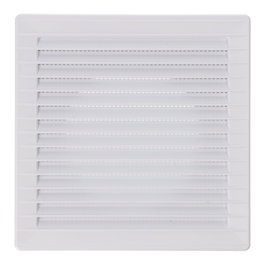 Edm Grille de ventilation carrée encastrable avec moustiquaire ø 100mm, 170x170x10mm, blanc