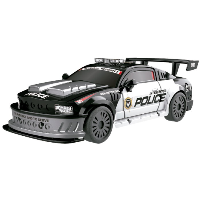 TACHAN - Véhicule de police GT-Speed Racing à radiocommande 1:24 R/C 27 MHz - Voiture RC avec télécommande