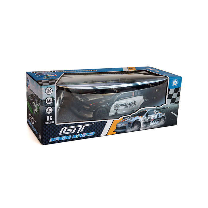 TACHAN - Véhicule de police GT-Speed Racing à radiocommande 1:24 R/C 27 MHz - Voiture RC avec télécommande