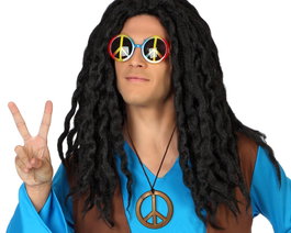 Atosa Pendentif Hippie Symbole de la Paix Années 60 Doré