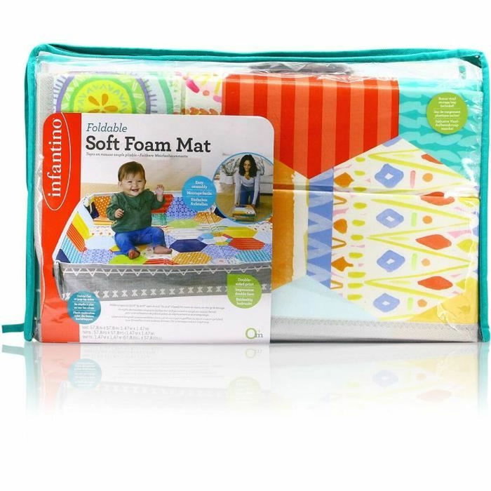 Infantino Parc de jeux et tapis en mousse géant pliable 150 x 150 cm Multicouleur