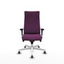 Piqueras Y Crespo Fauteuil Albacete, Similicuir Morado, Mécanisme Synchrone, Base Blanche