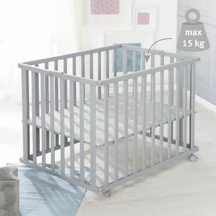 Roba Parc bébé pliable Little Stars Gris Taupe Motif Étoile
