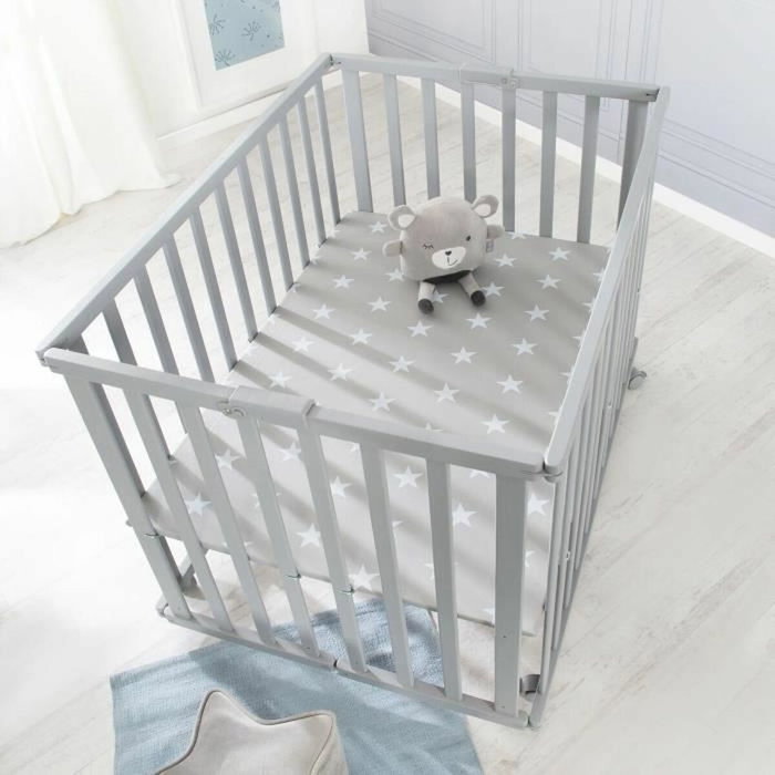 Roba Parc bébé pliable Little Stars Gris Taupe Motif Étoile