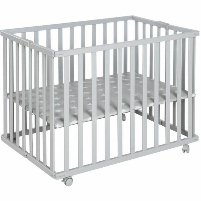 Roba Parc bébé pliable Little Stars Gris Taupe Motif Étoile