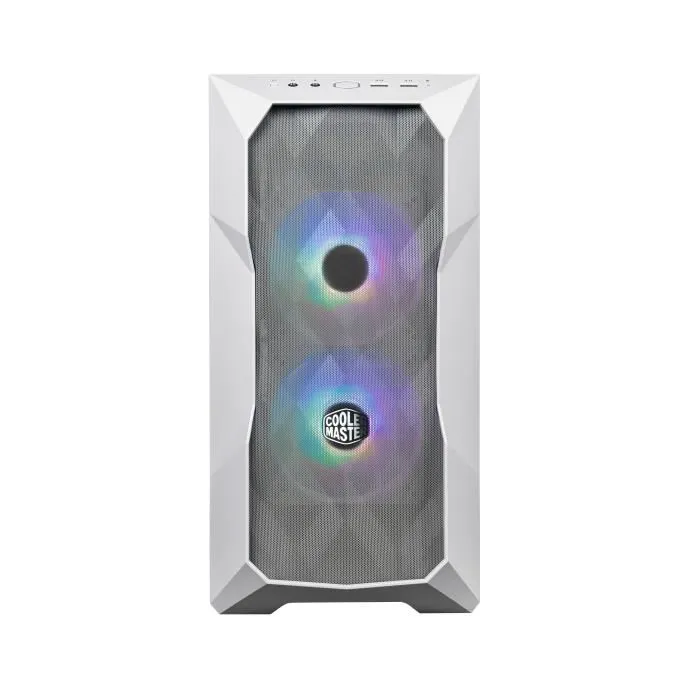 Cooler Master TD300 Mesh - Boîtier PC Blanc ATX avec Panneau Mesh, 3 Ventilateurs ARGB 120mm, USB 3.0, Support Radiateur 240mm, pour Carte Graphique jusqu'à 360mm