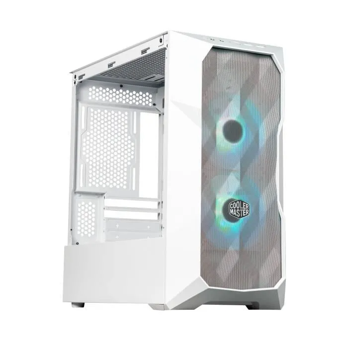 Cooler Master TD300 Mesh - Boîtier PC Blanc ATX avec Panneau Mesh, 3 Ventilateurs ARGB 120mm, USB 3.0, Support Radiateur 240mm, pour Carte Graphique jusqu'à 360mm