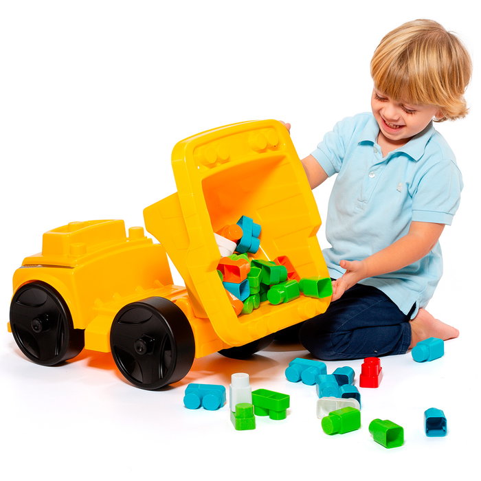 Molto Volquete Blocks 25465 - Camion benne grand format avec 20 blocs, jeu de construction pour enfants dès 12 mois
