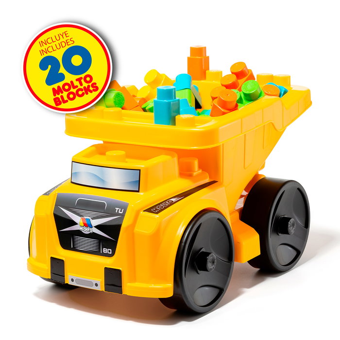 Molto Volquete Blocks 25465 - Camion benne grand format avec 20 blocs, jeu de construction pour enfants dès 12 mois