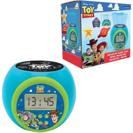 Lexibook Réveil Projecteur avec Veilleuse - Décoration Toy Story - Projection Étoile LED 3 Couleurs (Bleu, Rouge, Orange), Affichage LCD Rétroéclairé, Alarme avec Snooze