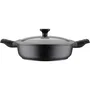 GSW - Poêle à frire sauteuse Easy Click 28 cm - Réf. 167833 - Aluminium avec revêtement antiadhésif et couvercle en verre - Compatible induction - Noir