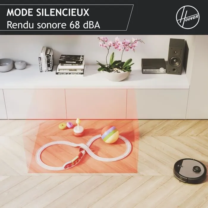 Hoover Robot Aspirateur Sec HG510D - WiFi, Navigation Laser, Autonomie 90min, Ultra Silencieux