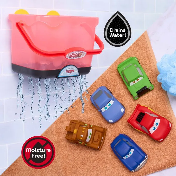 Disney Cars - Set de 5 figurines et panier de rangement pour le bain