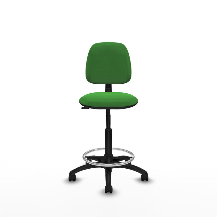 Tabouret Taburete Isso Contact permament de base Tissu Vert Structure polyamide noire Sans accoudoirs Sans appui-tête Roulettes en nylon 50 mm