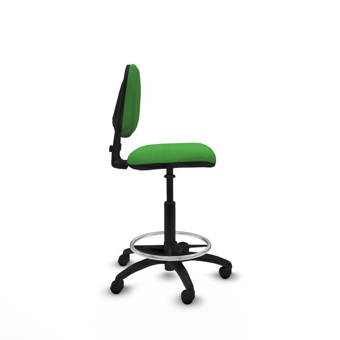 Tabouret Taburete Isso Contact permament de base Tissu Vert Structure polyamide noire Sans accoudoirs Sans appui-tête Roulettes en nylon 50 mm