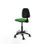 Tabouret Taburete Isso Contact permament de base Tissu Vert Structure polyamide noire Sans accoudoirs Sans appui-tête Roulettes en nylon 50 mm