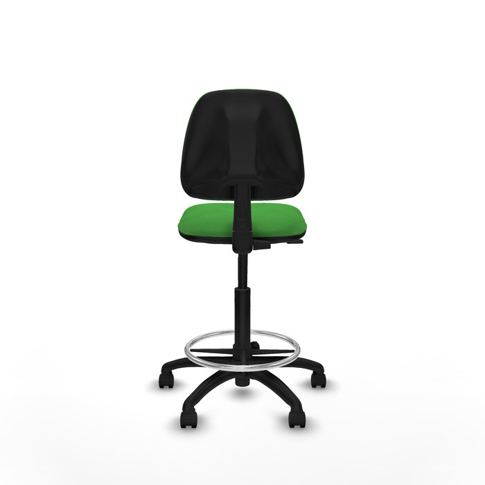Tabouret Taburete Isso Contact permament de base Tissu Vert Structure polyamide noire Sans accoudoirs Sans appui-tête Roulettes en nylon 50 mm