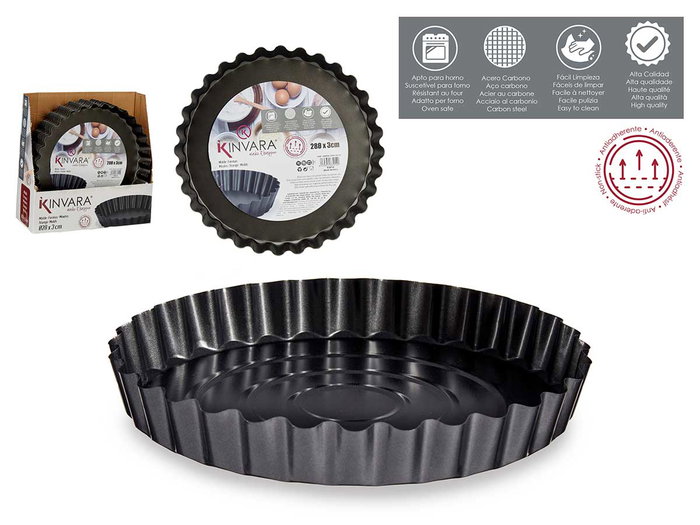 Kinvara Moule Rond en Métal 28 cm Antiadhésif Acier Carbone pour Four Gris Foncé (Set de 24) Kinvara Moule Rond en Métal 28 cm Antiadhésif Acier Carbone pour Four Gris Foncé (Set de 24)