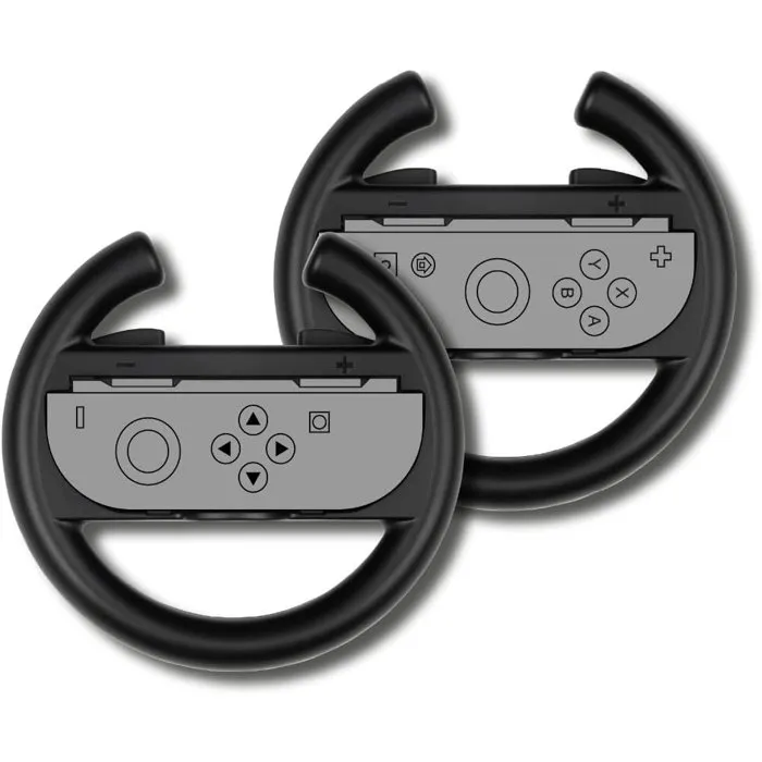 Konix - Volants de course pour Joy-Con Nintendo Switch 2, ergonomiques et simples à installer - Améliorez l'immersion dans vos jeux - Noir