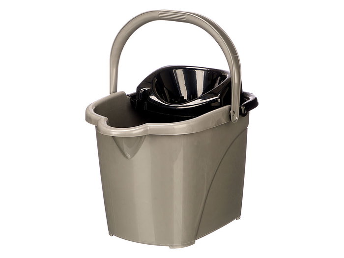 Arte Regal Seau de Nettoyage 15L Plastique Noir Gris 41x32x31cm Avec Roues (Set de 10)
