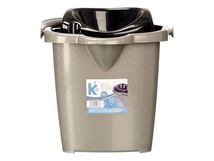 Arte Regal Seau de Nettoyage 15L Plastique Noir Gris 41x32x31cm Avec Roues (Set de 10)