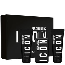 Dsquared 2 Coffret Parfum Icon pour Homme - Eau de Parfum 100 ml + Gel Douche Tous Types de Peau 100 ml + Baume Hydratant Après-Rasage 100 ml
