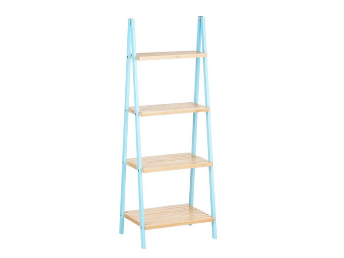 Berilo Étagère Escalier 4 étagères Bambou Bleu 40x109x30 cm Berilo Étagère Escalier 4 étagères Bambou Bleu 40x109x30 cm