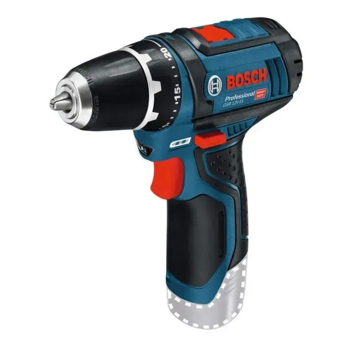 Bosch Professional GSR 12V-15 Perceuse-visseuse sans fil 12 V - 30 Nm, mandrin Auto-Lock 10 mm, 2 vitesses, compacte (169 mm) avec coffret L-Boxx (Outil seul)