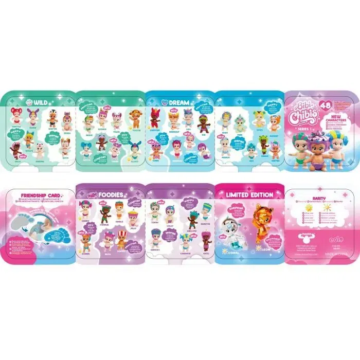 Bandai Bibi-Chibis - Pack de 5 figurines chibi bébé aléatoires à collectionner - Dont 3 modèles mystère - 48 modèles disponibles