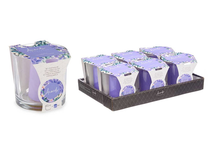 Acorde Porte-bougie Taco Lavande 10x10x10 cm Lila (Set de 6)