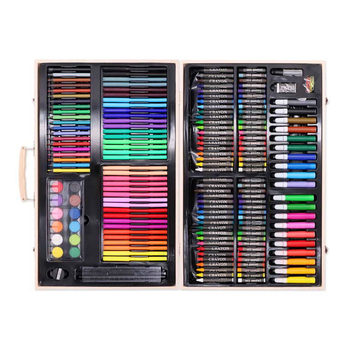 Tachan Maletin Artist - Coffret de dessin en bois 180 pièces (48.5x31.5x4.6 cm) avec feutres, crayons, peintures - Pour enfants dès 3 ans