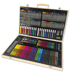 Tachan Maletin Artist - Coffret de dessin en bois 180 pièces (48.5x31.5x4.6 cm) avec feutres, crayons, peintures - Pour enfants dès 3 ans