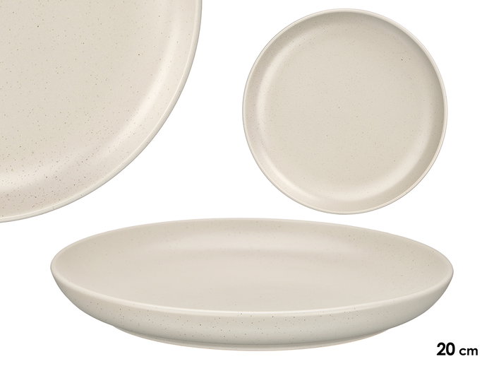 VESSIA Plat à dessert moucheté gris clair 20 cm VESSIA Plat à dessert moucheté gris clair 20 cm