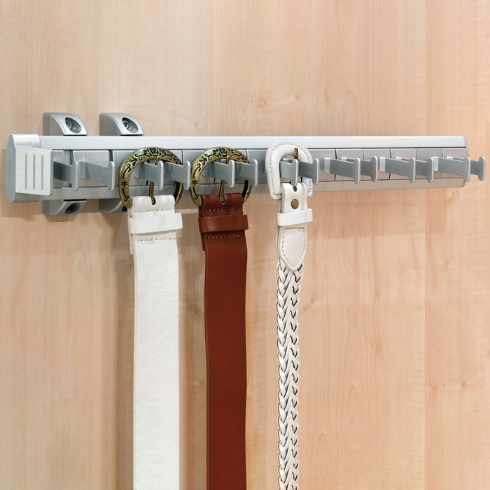 Emuca Porte-ceintures lateral extractible, Anodisé mat, Plastique et Aluminium.