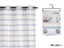 Giftdecor Rideau Voilage Rayé Bleu 140x260 cm (Set de 6)