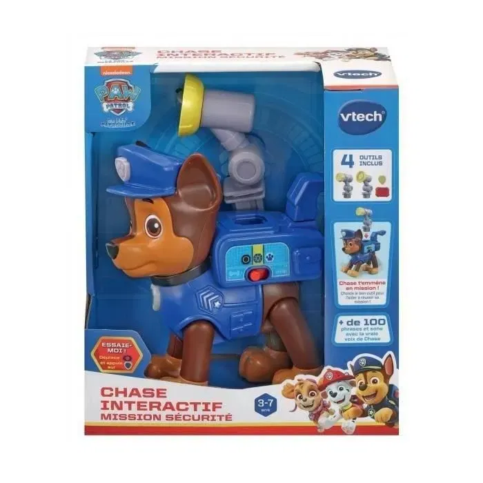 VTECH Figurine interactive Pat Patrouille Chase avec accessoires de sauvetage - Pour enfants de 3 à 7 ans - Français