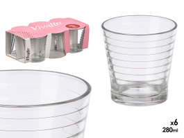 Vivalto Lot de 6 Verres Rayure Horizontale 280 ml Verre Transparent 27x9x16 cm (Set de 8)