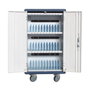 Techly Station de Charge USB avec Chariot Ventilé pour 30 Ordinateurs Portables / Tablettes / Smartphones Blanc/Bleu