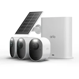 Arlo Ultra 3 - Kit de 3 caméras de surveillance + 1 panneau solaire, qualité d'image exceptionnelle, vision nocturne, WiFi