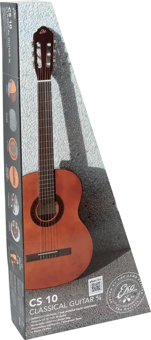 EKO Pack Guitare Classique 4/4 Studio 10 - Naturel avec Étui, Accordeur et Médiators