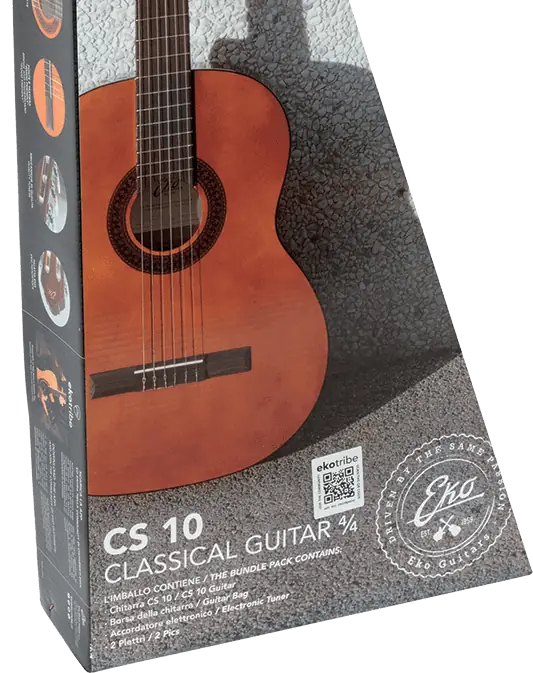 EKO Pack Guitare Classique 4/4 Studio 10 - Naturel avec Étui, Accordeur et Médiators