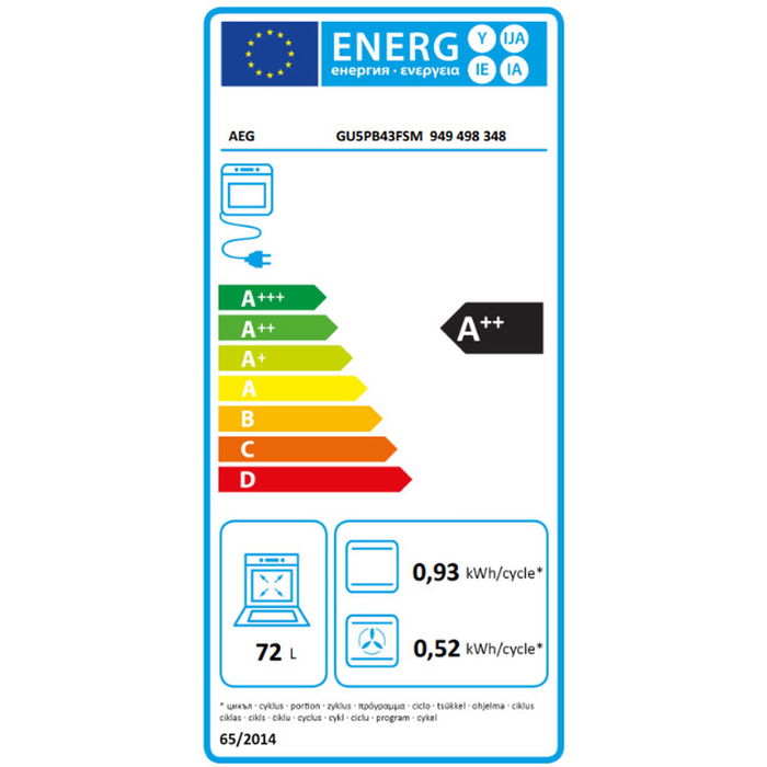 Four à pyrolyse AEG GU5PB43FSM 72 L