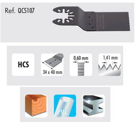 DUVER Lame de Scie Oscillante 34x40 mm, Référence QC5107, pour Découpe Précise Bois, Métal, Plastique