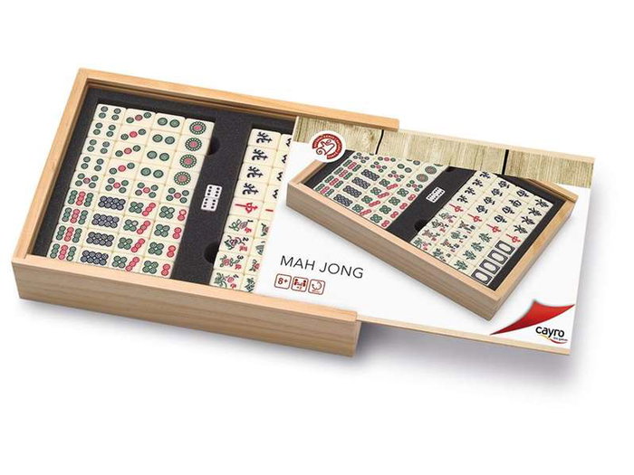 Cayro Jeu de Mahjong en bois FSC avec multi-langues (Espagnol, Anglais, Français, Italien, Portugais, Allemand) - Recommandé à partir de 8 ans