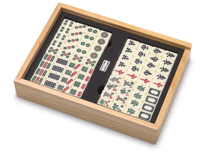 Cayro Jeu de Mahjong en bois FSC avec multi-langues (Espagnol, Anglais, Français, Italien, Portugais, Allemand) - Recommandé à partir de 8 ans