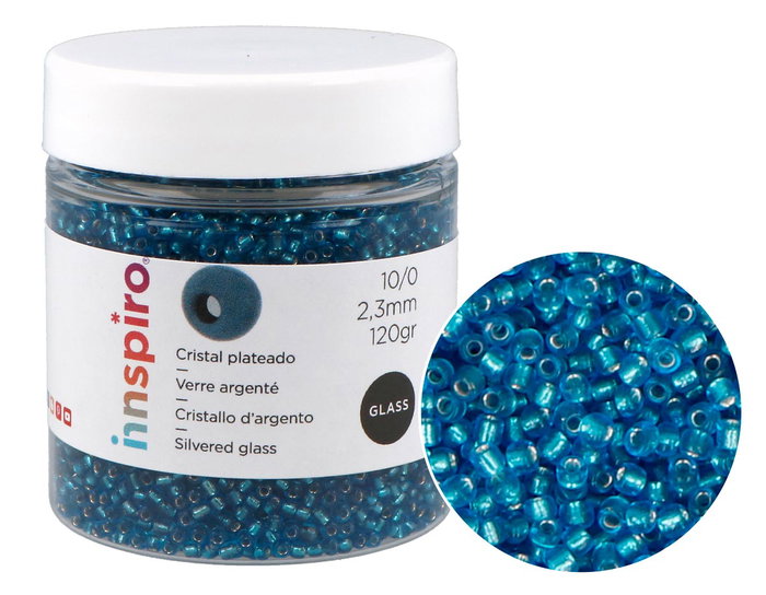 Innspiro Rocaille de verre ronde argenté bleu nautique 2,3mm 120g Innspiro Rocaille de verre ronde argenté bleu nautique 2,3mm 120g